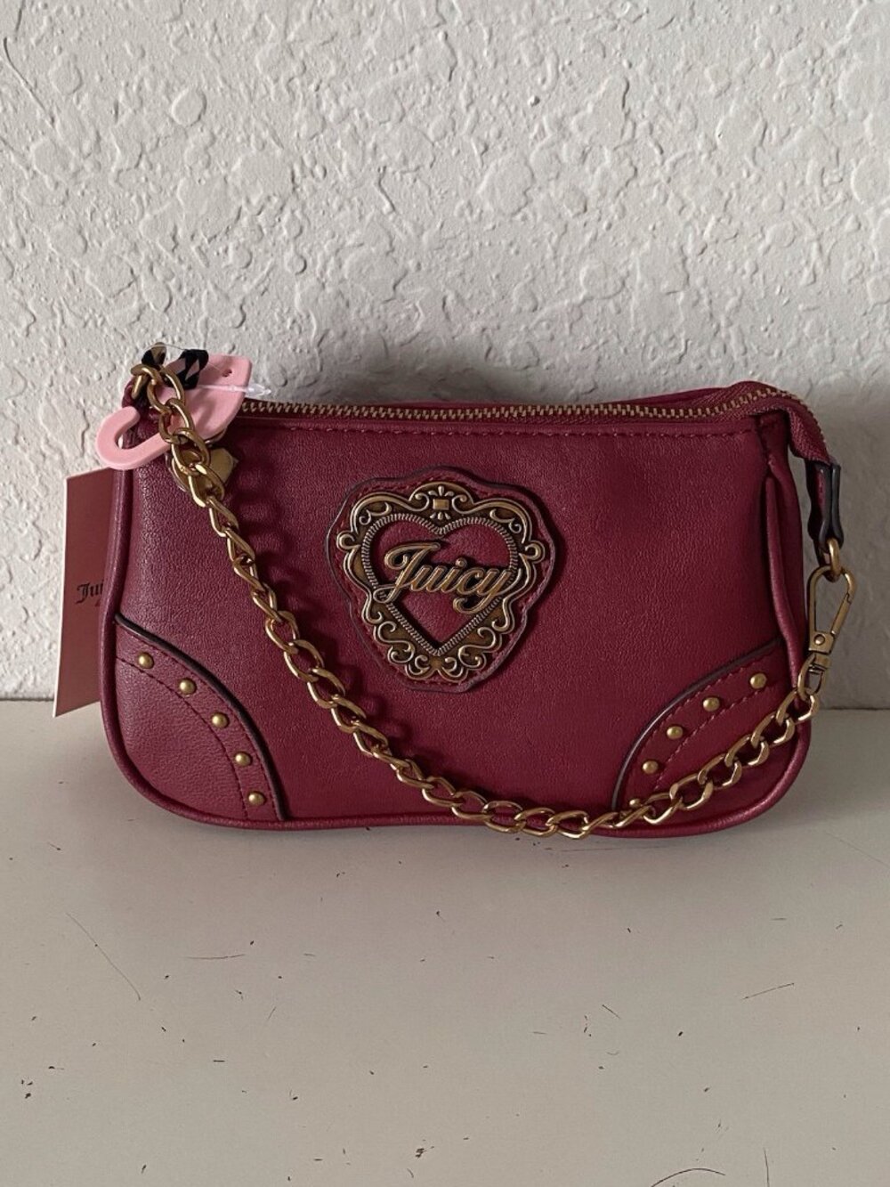 Juicy Couture In Her Juicy Era Convertible Wristlet Mini Bag Purse Cranberry NEW - Picture 1 of 12
